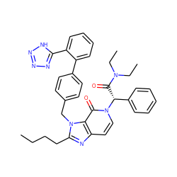 CCCCc1nc2ccn([C@H](C(=O)N(CC)CC)c3ccccc3)c(=O)c2n1Cc1ccc(-c2ccccc2-c2nnn[nH]2)cc1 ZINC000003938023