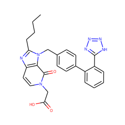 CCCCc1nc2ccn(CC(=O)O)c(=O)c2n1Cc1ccc(-c2ccccc2-c2nnn[nH]2)cc1 ZINC000013736758