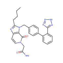 CCCCc1nc2ccn(CC(N)=O)c(=O)c2n1Cc1ccc(-c2ccccc2-c2nn[nH]n2)cc1 ZINC000013736760