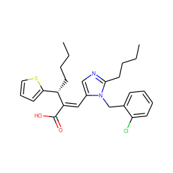 CCCCc1ncc(/C=C(/C(=O)O)[C@@H](CCCC)c2cccs2)n1Cc1ccccc1Cl ZINC000096178628