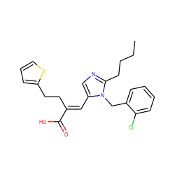 CCCCc1ncc(/C=C(\CCc2cccs2)C(=O)O)n1Cc1ccccc1Cl ZINC000084544195