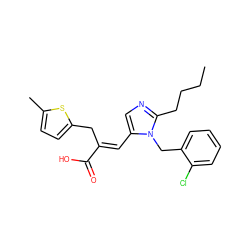 CCCCc1ncc(/C=C(\Cc2ccc(C)s2)C(=O)O)n1Cc1ccccc1Cl ZINC000001552606