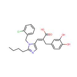 CCCCc1ncc(/C=C(\Cc2ccc(O)c(O)c2)C(=O)O)n1Cc1ccccc1Cl ZINC000001552589