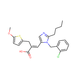 CCCCc1ncc(/C=C(\Cc2ccc(OC)s2)C(=O)O)n1Cc1ccccc1Cl ZINC000001552609