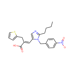 CCCCc1ncc(/C=C(\Cc2cccs2)C(=O)O)n1Cc1ccc([N+](=O)[O-])cc1 ZINC000084462200