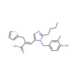 CCCCc1ncc(/C=C(\Cc2cccs2)C(=O)O)n1Cc1ccc(O)c(C)c1 ZINC000013821570