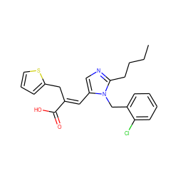 CCCCc1ncc(/C=C(\Cc2cccs2)C(=O)O)n1Cc1ccccc1Cl ZINC000001552597