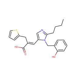 CCCCc1ncc(/C=C(\Cc2cccs2)C(=O)O)n1Cc1ccccc1O ZINC000013821568