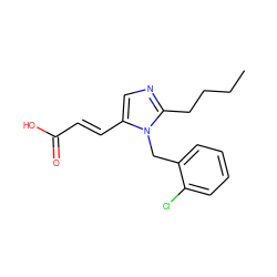 CCCCc1ncc(/C=C/C(=O)O)n1Cc1ccccc1Cl ZINC000084462399