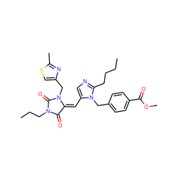 CCCCc1ncc(/C=C2/C(=O)N(CCC)C(=O)N2Cc2csc(C)n2)n1Cc1ccc(C(=O)OC)cc1 ZINC000027208473