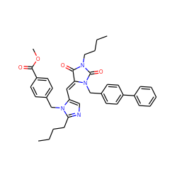 CCCCc1ncc(/C=C2/C(=O)N(CCCC)C(=O)N2Cc2ccc(-c3ccccc3)cc2)n1Cc1ccc(C(=O)OC)cc1 ZINC000103272912