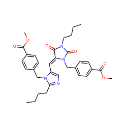 CCCCc1ncc(/C=C2/C(=O)N(CCCC)C(=O)N2Cc2ccc(C(=O)OC)cc2)n1Cc1ccc(C(=O)OC)cc1 ZINC000027201989