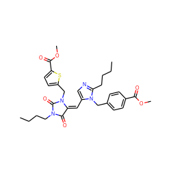 CCCCc1ncc(/C=C2/C(=O)N(CCCC)C(=O)N2Cc2ccc(C(=O)OC)s2)n1Cc1ccc(C(=O)OC)cc1 ZINC000100716010