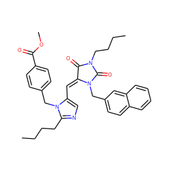 CCCCc1ncc(/C=C2/C(=O)N(CCCC)C(=O)N2Cc2ccc3ccccc3c2)n1Cc1ccc(C(=O)OC)cc1 ZINC000027210559