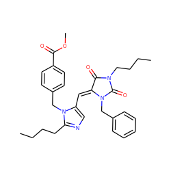 CCCCc1ncc(/C=C2/C(=O)N(CCCC)C(=O)N2Cc2ccccc2)n1Cc1ccc(C(=O)OC)cc1 ZINC000013743383