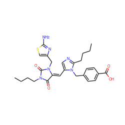 CCCCc1ncc(/C=C2/C(=O)N(CCCC)C(=O)N2Cc2csc(N)n2)n1Cc1ccc(C(=O)O)cc1 ZINC000027203078