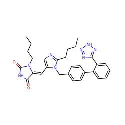 CCCCc1ncc(/C=C2/C(=O)NC(=O)N2CCCC)n1Cc1ccc(-c2ccccc2-c2nn[nH]n2)cc1 ZINC000100715786