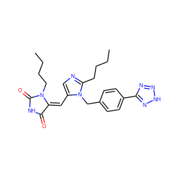 CCCCc1ncc(/C=C2/C(=O)NC(=O)N2CCCC)n1Cc1ccc(-c2nn[nH]n2)cc1 ZINC000036222410