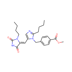 CCCCc1ncc(/C=C2/C(=O)NC(=O)N2CCCC)n1Cc1ccc(C(=O)OC)cc1 ZINC000036222407