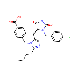 CCCCc1ncc(/C=C2/C(=O)NC(=O)N2Cc2ccc(Cl)cc2)n1Cc1ccc(C(=O)O)cc1 ZINC000013743410