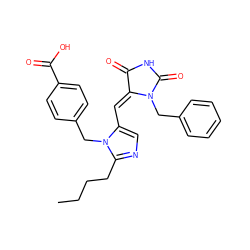 CCCCc1ncc(/C=C2/C(=O)NC(=O)N2Cc2ccccc2)n1Cc1ccc(C(=O)O)cc1 ZINC000013743406