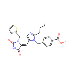 CCCCc1ncc(/C=C2/C(=O)NC(=O)N2Cc2cccs2)n1Cc1ccc(C(=O)OC)cc1 ZINC000100715861