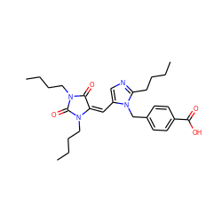 CCCCc1ncc(/C=C2\C(=O)N(CCCC)C(=O)N2CCCC)n1Cc1ccc(C(=O)O)cc1 ZINC000013743399