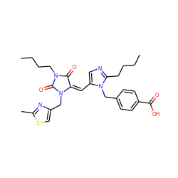 CCCCc1ncc(/C=C2\C(=O)N(CCCC)C(=O)N2Cc2csc(C)n2)n1Cc1ccc(C(=O)O)cc1 ZINC000027212101