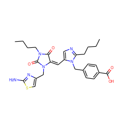 CCCCc1ncc(/C=C2\C(=O)N(CCCC)C(=O)N2Cc2csc(N)n2)n1Cc1ccc(C(=O)O)cc1 ZINC000027212239