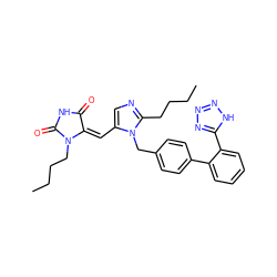 CCCCc1ncc(/C=C2\C(=O)NC(=O)N2CCCC)n1Cc1ccc(-c2ccccc2-c2nnn[nH]2)cc1 ZINC000013743376