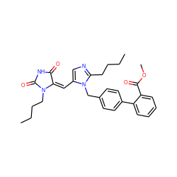 CCCCc1ncc(/C=C2\C(=O)NC(=O)N2CCCC)n1Cc1ccc(-c2ccccc2C(=O)OC)cc1 ZINC000013743378