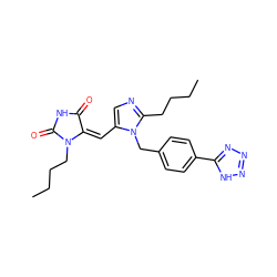 CCCCc1ncc(/C=C2\C(=O)NC(=O)N2CCCC)n1Cc1ccc(-c2nnn[nH]2)cc1 ZINC000013743382