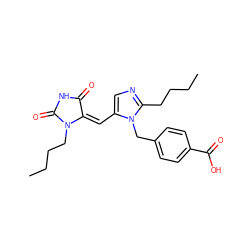 CCCCc1ncc(/C=C2\C(=O)NC(=O)N2CCCC)n1Cc1ccc(C(=O)O)cc1 ZINC000013743403