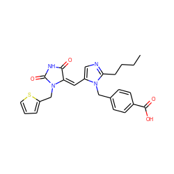 CCCCc1ncc(/C=C2\C(=O)NC(=O)N2Cc2cccs2)n1Cc1ccc(C(=O)O)cc1 ZINC000013743409