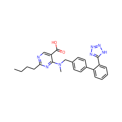 CCCCc1ncc(C(=O)O)c(N(C)Cc2ccc(-c3ccccc3-c3nnn[nH]3)cc2)n1 ZINC000013832791