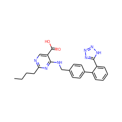 CCCCc1ncc(C(=O)O)c(NCc2ccc(-c3ccccc3-c3nnn[nH]3)cc2)n1 ZINC000013832788