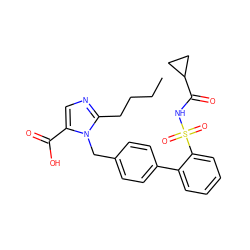 CCCCc1ncc(C(=O)O)n1Cc1ccc(-c2ccccc2S(=O)(=O)NC(=O)C2CC2)cc1 ZINC000027855465