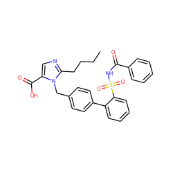 CCCCc1ncc(C(=O)O)n1Cc1ccc(-c2ccccc2S(=O)(=O)NC(=O)c2ccccc2)cc1 ZINC000027842900