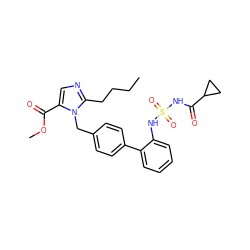 CCCCc1ncc(C(=O)OC)n1Cc1ccc(-c2ccccc2NS(=O)(=O)NC(=O)C2CC2)cc1 ZINC000027848391