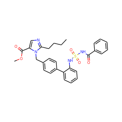 CCCCc1ncc(C(=O)OC)n1Cc1ccc(-c2ccccc2NS(=O)(=O)NC(=O)c2ccccc2)cc1 ZINC000027850970