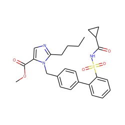 CCCCc1ncc(C(=O)OC)n1Cc1ccc(-c2ccccc2S(=O)(=O)NC(=O)C2CC2)cc1 ZINC000027867113