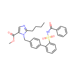 CCCCc1ncc(C(=O)OC)n1Cc1ccc(-c2ccccc2S(=O)(=O)NC(=O)c2ccccc2)cc1 ZINC000027848842