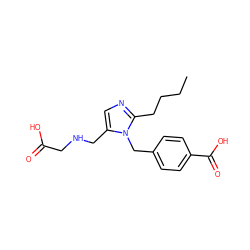 CCCCc1ncc(CNCC(=O)O)n1Cc1ccc(C(=O)O)cc1 ZINC000026480296