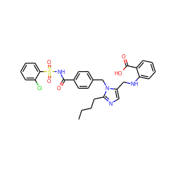 CCCCc1ncc(CNc2ccccc2C(=O)O)n1Cc1ccc(C(=O)NS(=O)(=O)c2ccccc2Cl)cc1 ZINC000027522132