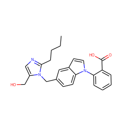 CCCCc1ncc(CO)n1Cc1ccc2c(ccn2-c2ccccc2C(=O)O)c1 ZINC000029317139