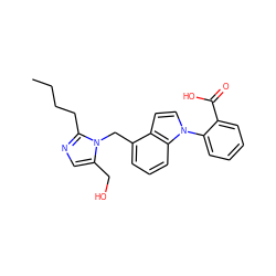 CCCCc1ncc(CO)n1Cc1cccc2c1ccn2-c1ccccc1C(=O)O ZINC000029307617