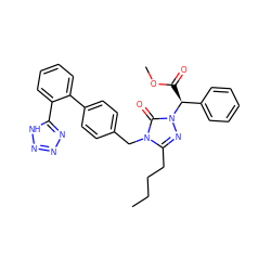 CCCCc1nn([C@@H](C(=O)OC)c2ccccc2)c(=O)n1Cc1ccc(-c2ccccc2-c2nnn[nH]2)cc1 ZINC000013832702