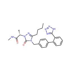 CCCCc1nn([C@@H](C)C(=O)NC)c(=O)n1Cc1ccc(-c2ccccc2-c2nnn[nH]2)cc1 ZINC000013832679