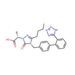 CCCCc1nn([C@@H](C)C(=O)O)c(=O)n1Cc1ccc(-c2ccccc2-c2nnn[nH]2)cc1 ZINC000013832685