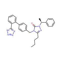 CCCCc1nn([C@@H](C)c2ccccc2)c(=O)n1Cc1ccc(-c2ccccc2-c2nnn[nH]2)cc1 ZINC000013832698